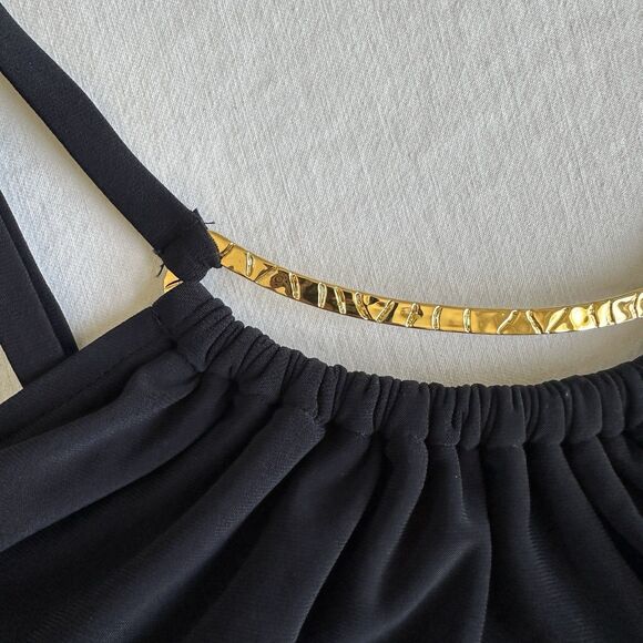 Magicsuit Black One-Piece Swim Suit 14 Gold Bar Adjustable Straps Slimming Dress - Picture 5 of 10